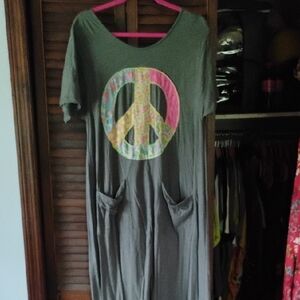 Gray Romper with Peace Sign